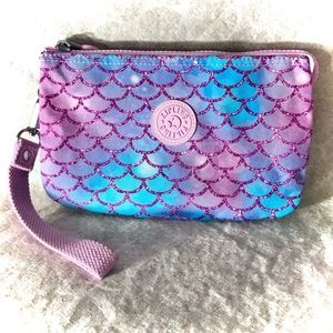 Kipling XL Creativity Wristlet Pouch in Mermaid Sparkle - No Monkey